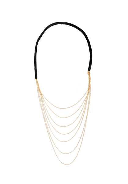 Mint Multi Chain W/Lthr Back Moda Necklace - Nero Donna Moda Necklace (Z2346)
